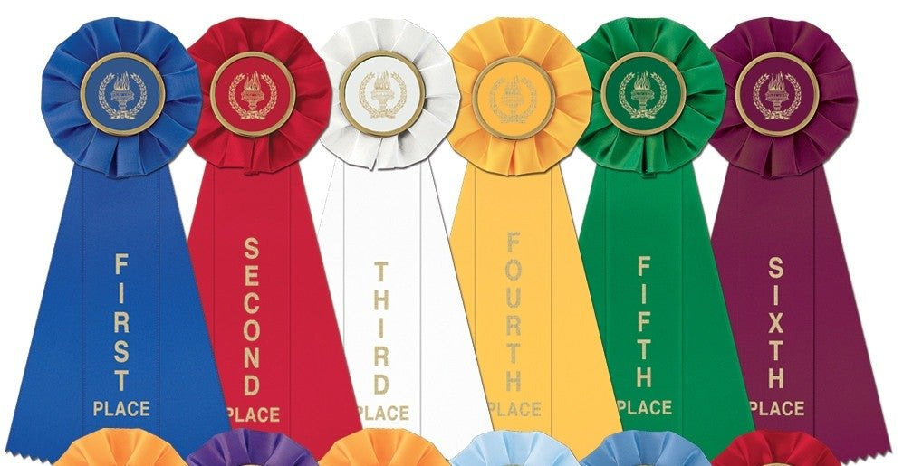 Single Large Rosette Ribbons - First thru Sixth, Honorable Mention, Best of Show - Schoppy's Since 1921