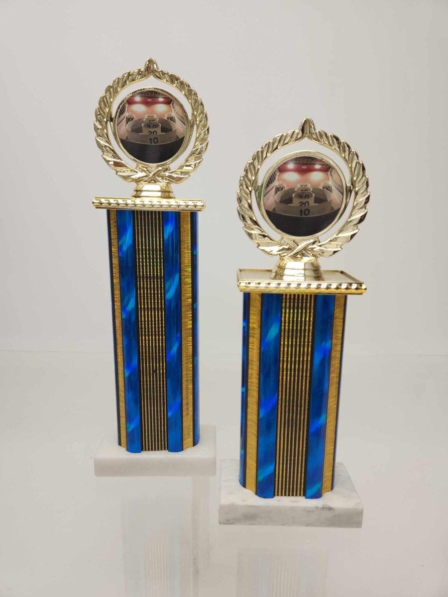 Skee Ball Logo Trophy on Wide Column and Marble Base - Schoppy's Since 1921