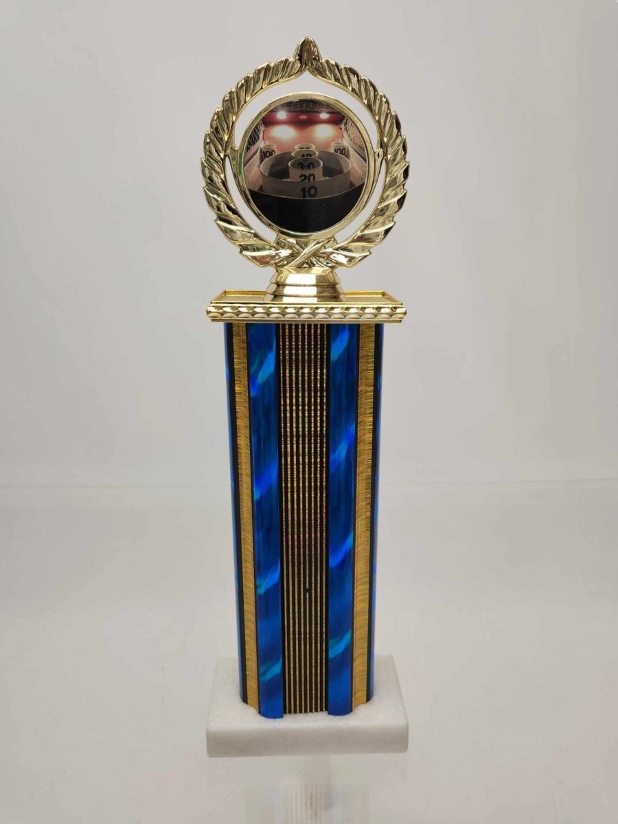 Skee Ball Logo Trophy on Wide Column and Marble Base - Schoppy's Since 1921