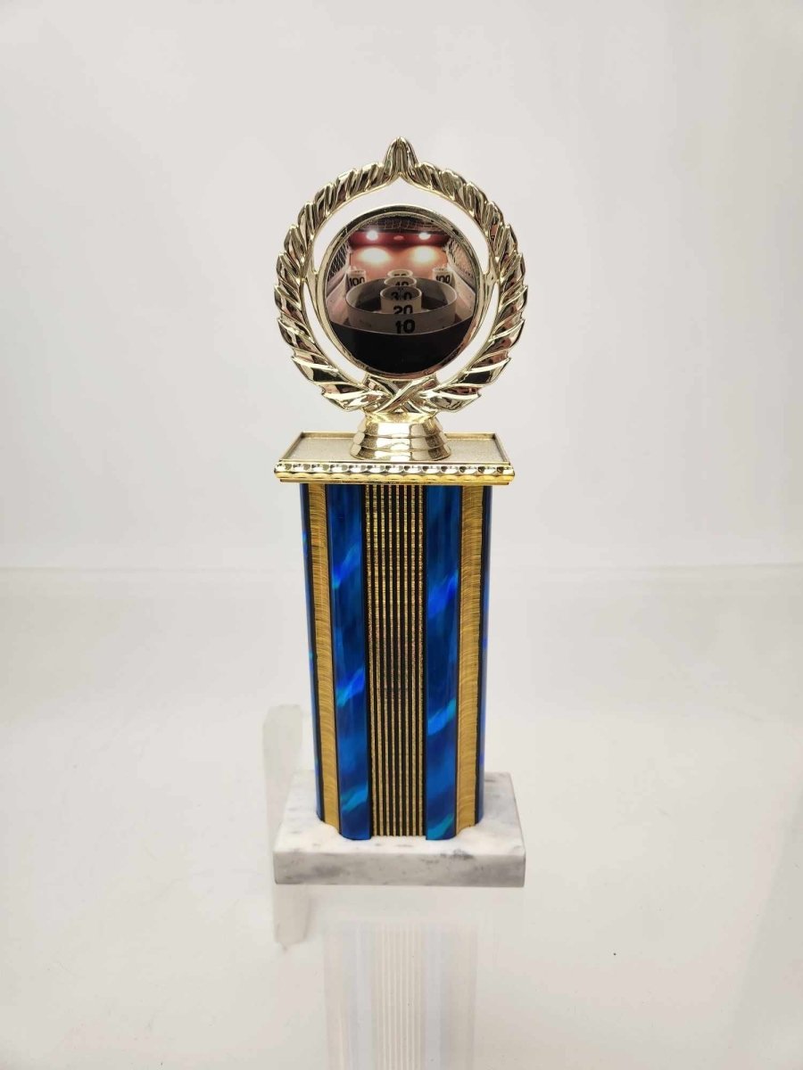 Skee Ball Logo Trophy on Wide Column and Marble Base - Schoppy's Since 1921