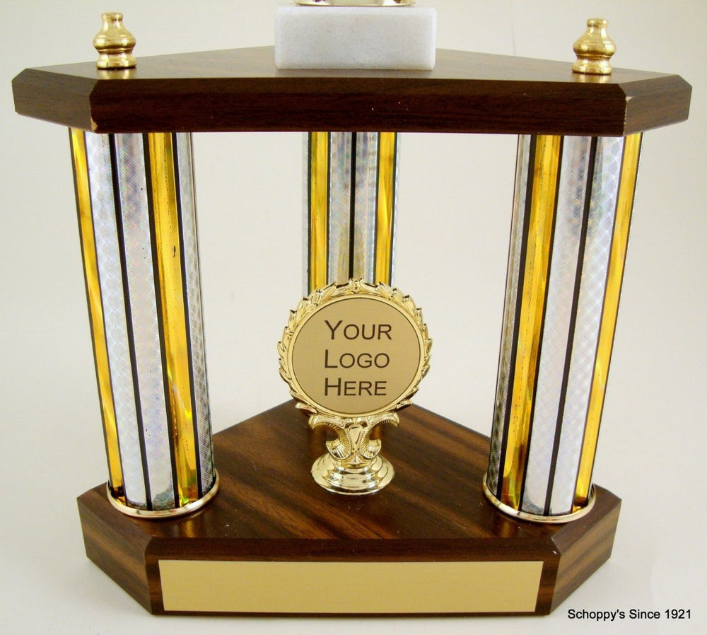 Small Three Column Trophy With Jumbo Reach For The Stars Spinner Figure And Logo - Schoppy's Since 1921