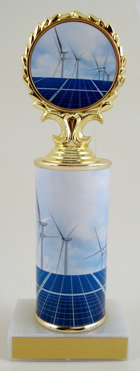 Solar And Wind Power Custom Column Logo Trophy - Schoppy's Since 1921