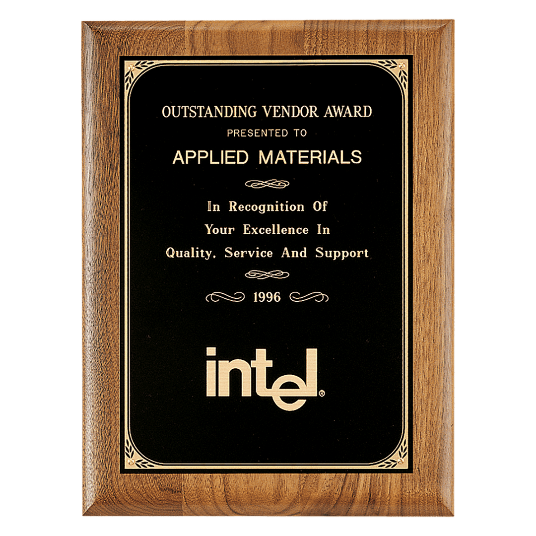 Solid American walnut black brass plate printed border plaque - Schoppy's Since 1921