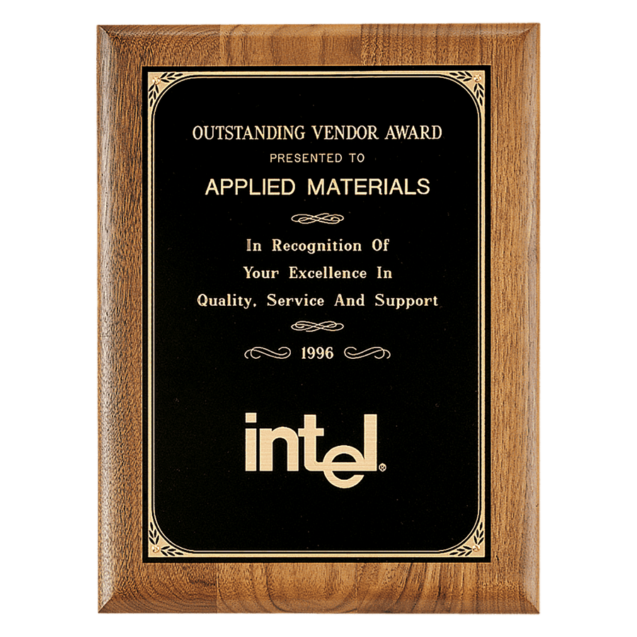 Solid American walnut black brass plate printed border plaque - Schoppy's Since 1921