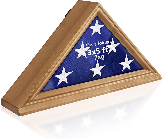 Solid Oak Memorial Flag Wood Display Box - Schoppy&