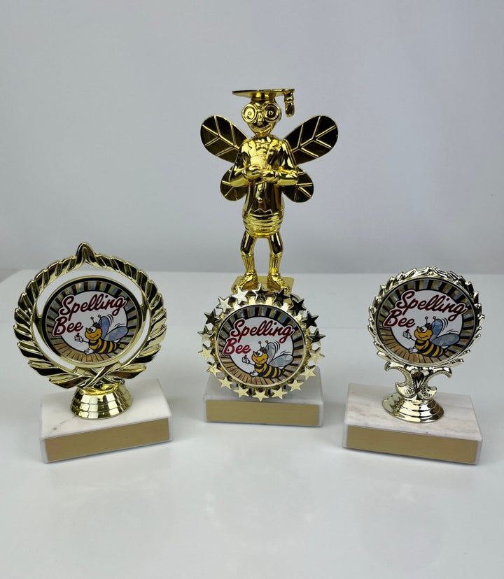 Spelling Bee Trophy with Star Logo Holder on Marble Base - Schoppy's Since 1921