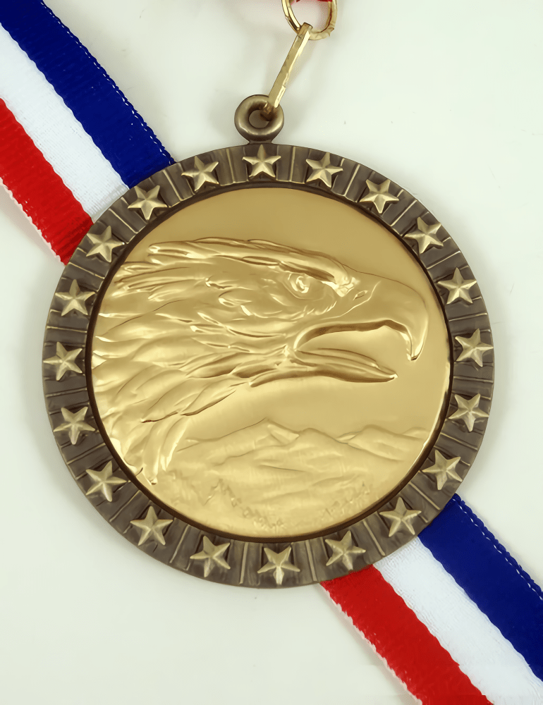 Stars and Stripes Eagle Medal on Red White and Blue Neck Ribbon - Schoppy's Since 1921