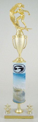 Surfer Jersey Wave Original Metal Roll Column Trophy - Schoppy's Since 1921