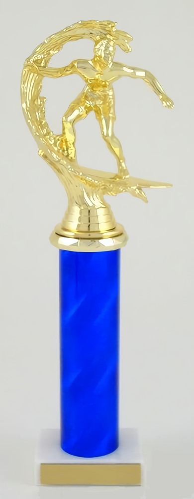 Surfer Pipeline Blue Spinning Trophy