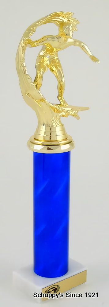Surfer Pipeline Blue Spinning Trophy