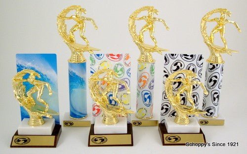 Premium Surfer with Color Backdrop On Marble and Wood Base-Trophies-Schoppy's Since 1921