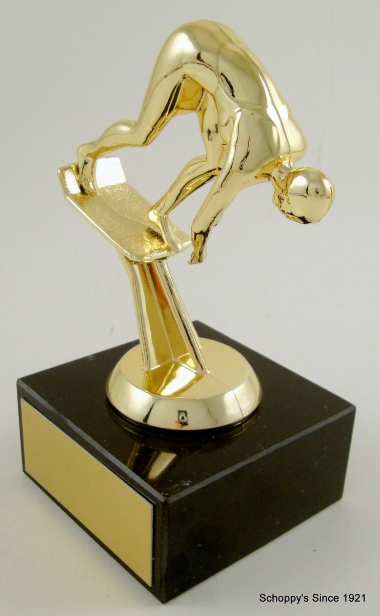 Swimmer Starter Block Trophy on Black Marble Base - Schoppy's Since 1921