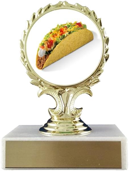 Taco Logo Trophy On Flat White Marble-Trophy-Schoppy's Since 1921