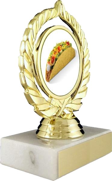 Taco Logo Trophy On Flat White Marble-Trophy-Schoppy's Since 1921