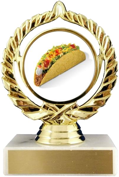 Taco Logo Trophy On Flat White Marble-Trophy-Schoppy's Since 1921