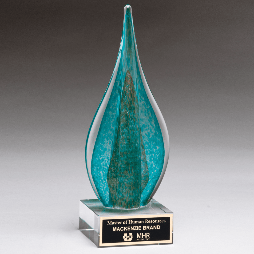 Teal Flame Art Glass - 11.5" Tall - Schoppy's Since 1921