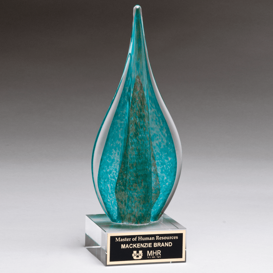 Teal Flame Art Glass - 11.5" Tall - Schoppy's Since 1921
