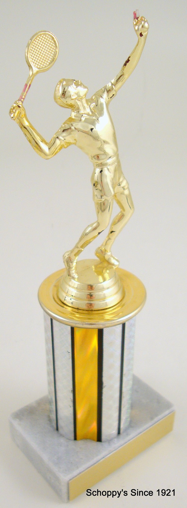 Tennis Trophy With Round Column on Marble Base-Trophies-Schoppy's Since 1921