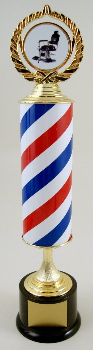 The Barbershop Pole Trophy On Black Round Base - Schoppy's Since 1921