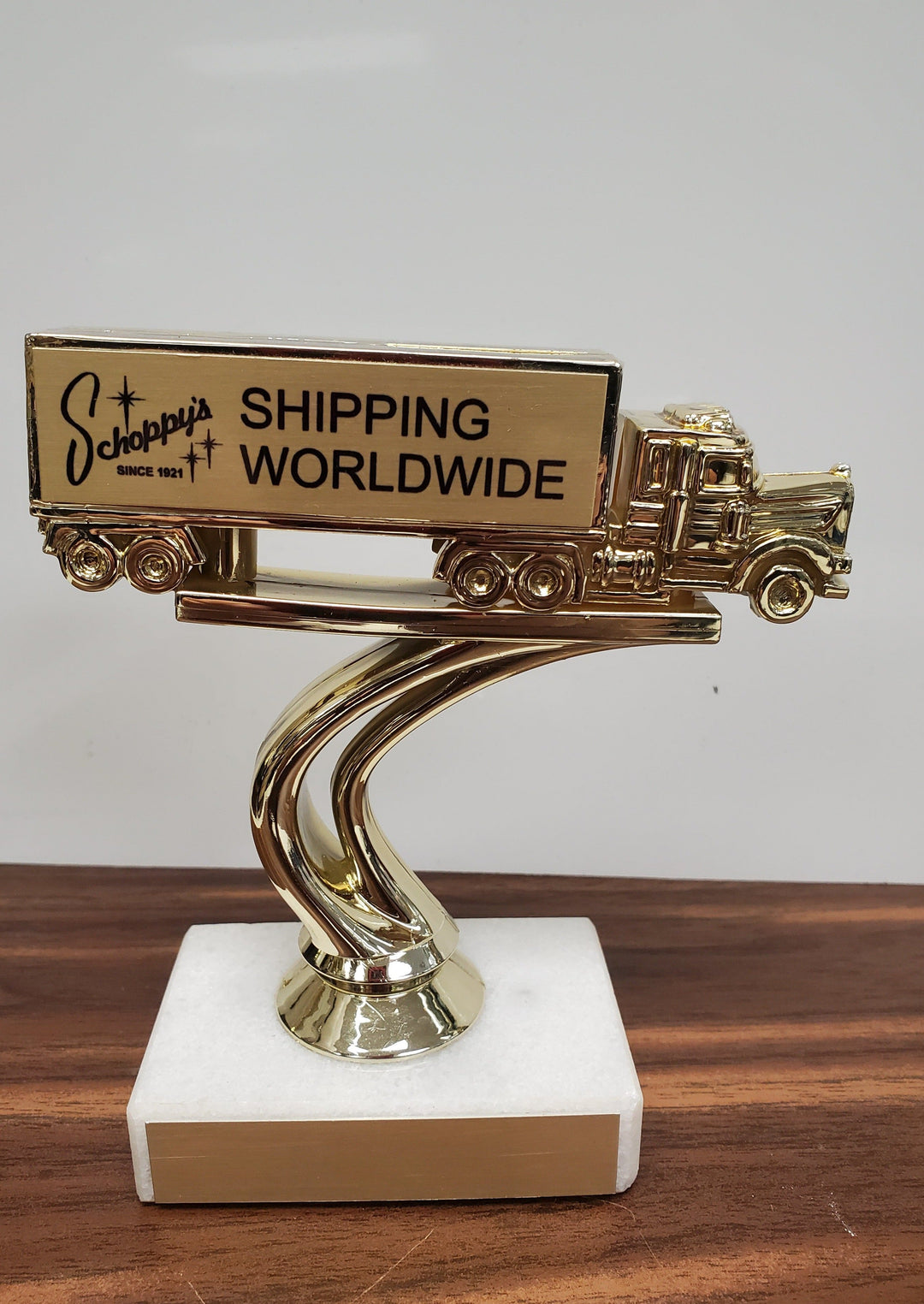 Personalized Tractor Trailer Truck Trophy On Marble Base-Trophy-Schoppy's Since 1921