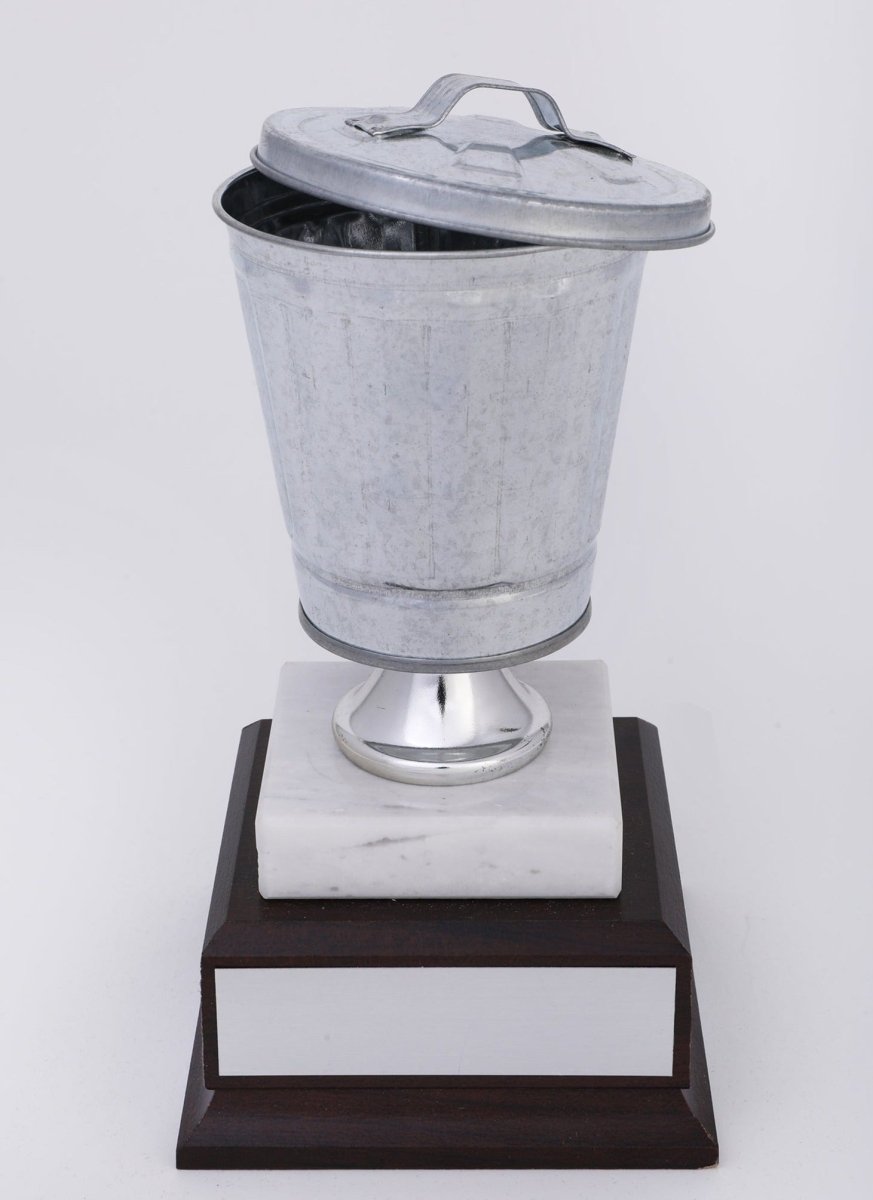 Trash Can Trophy on Wood Base and Marble - Schoppy's Since 1921