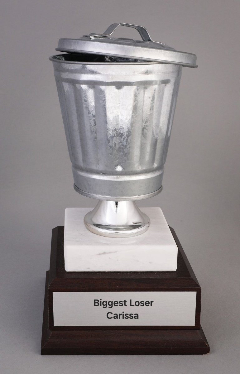 Trash Can Trophy on Wood Base and Marble - Schoppy's Since 1921