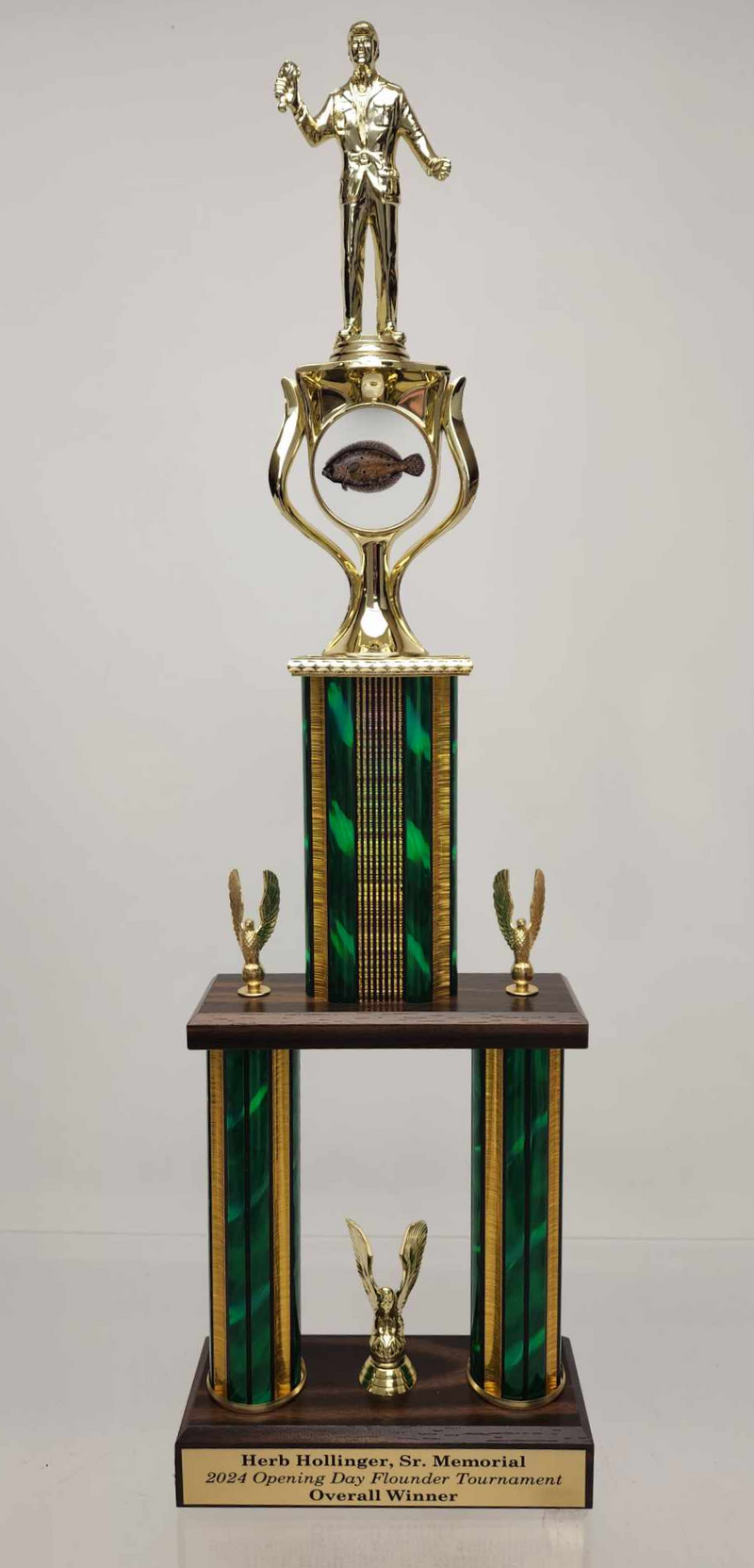 Two Column Trophy with Wood Base