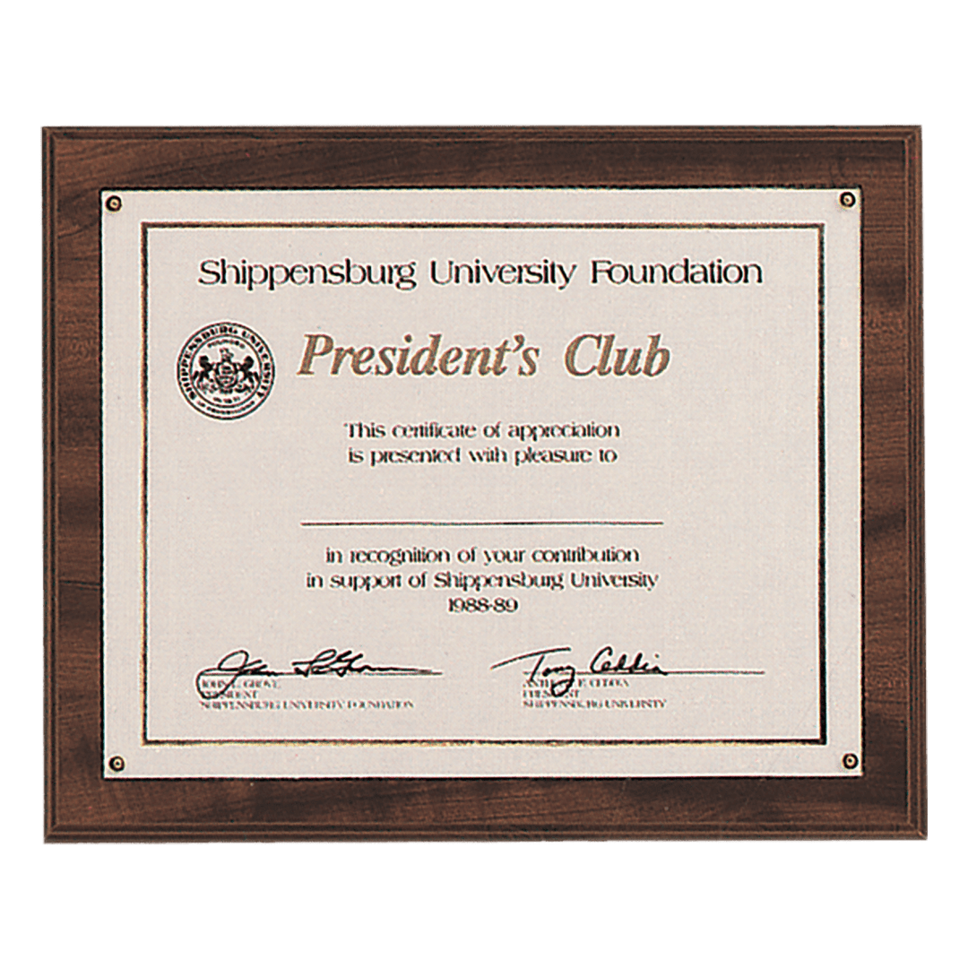 Veneer Certificate Plaque 10½" x 13" - Schoppy's Since 1921