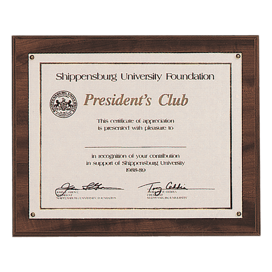 Veneer Certificate Plaque 10½" x 13" - Schoppy's Since 1921