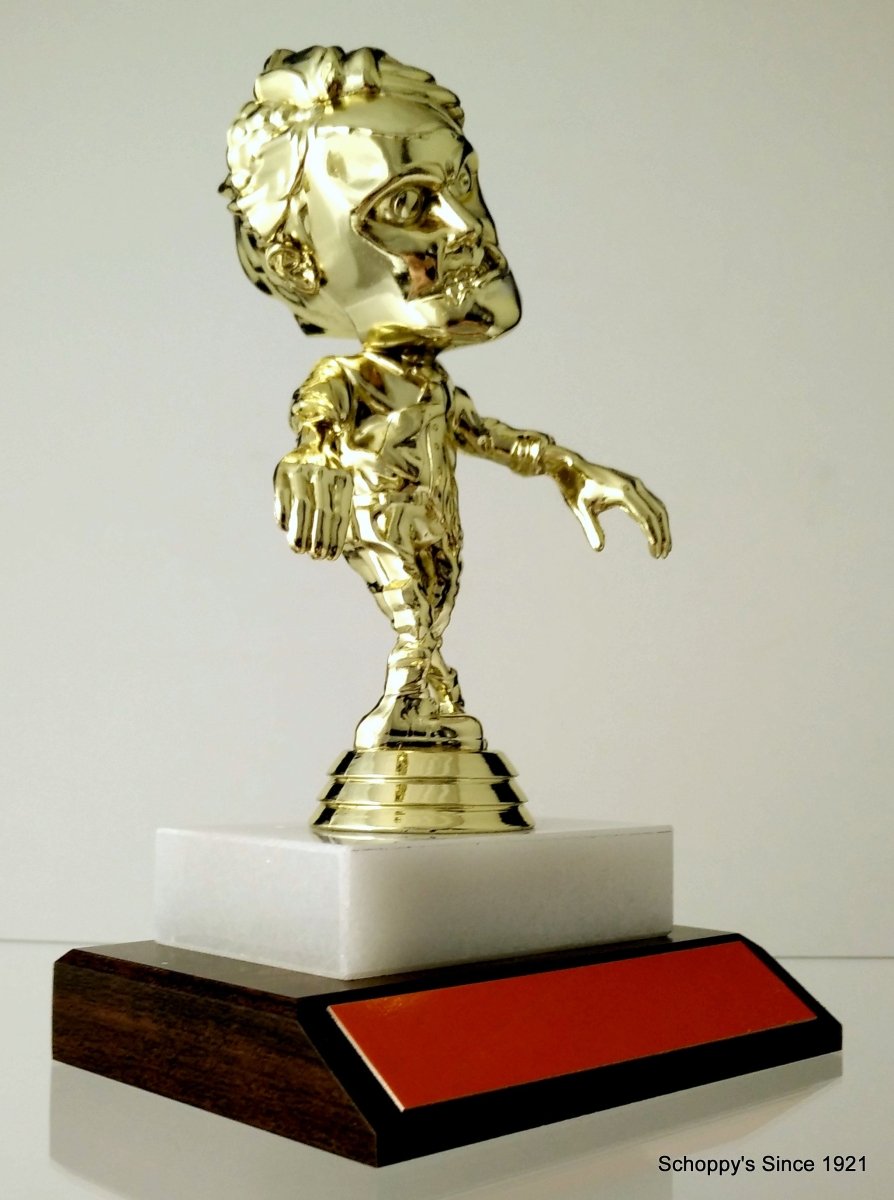 Walking Zombie Halloween Trophy On Flat Marble And Wood Slant - Schoppy's Since 1921