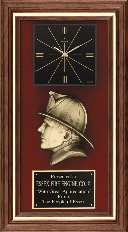 Walnut Clock Plaque - Fireman Casting - Schoppy's Since 1921