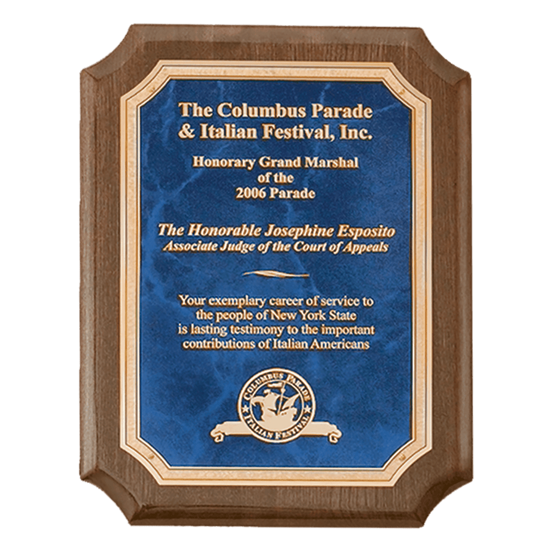 Walnut Notched Edge Piano - finish Plaque with Sapphire Marble Plate - Schoppy's Since 1921