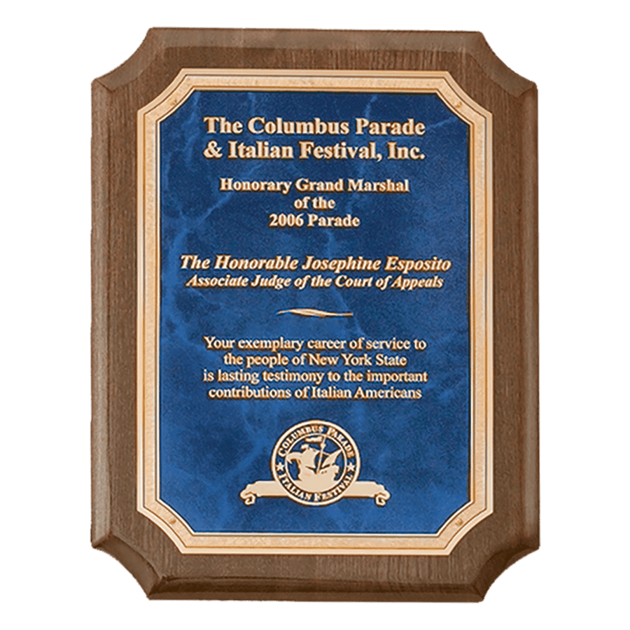 Walnut Notched Edge Piano - finish Plaque with Sapphire Marble Plate - Schoppy's Since 1921