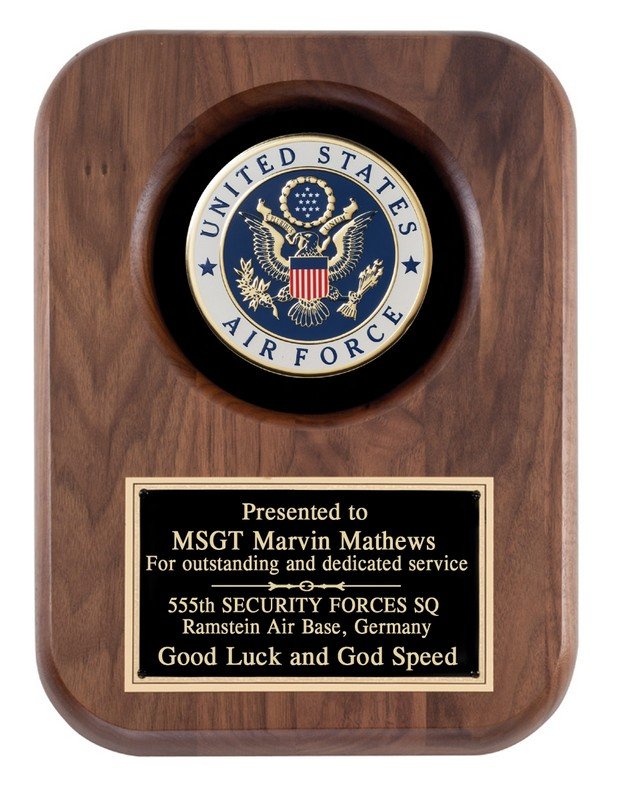 Walnut Plaque with Air Force Emblem - Schoppy's Since 1921