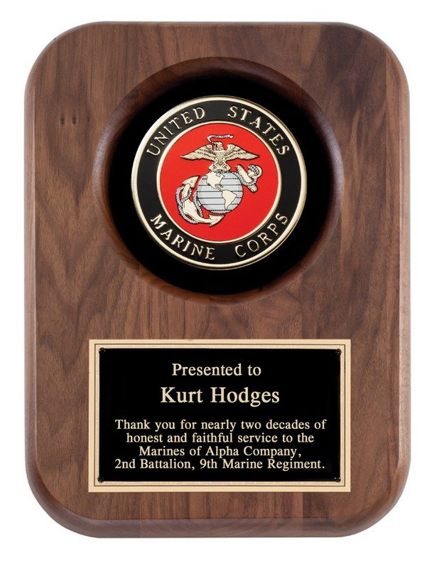 Walnut Plaque with Marine Corps Emblem - Schoppy's Since 1921