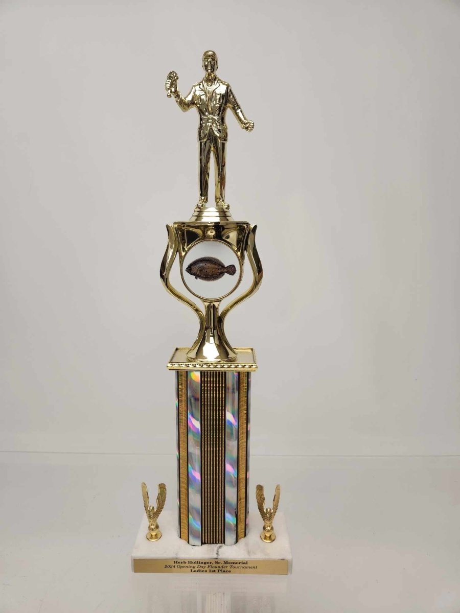 Wide Column Logo Riser Trophy - Schoppy's Since 1921