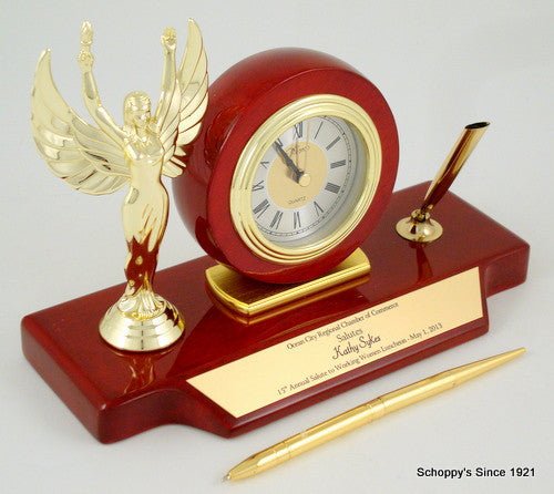 Winged Victory Rosewood Piano Finish Clock Pen Set - Schoppy's Since 1921