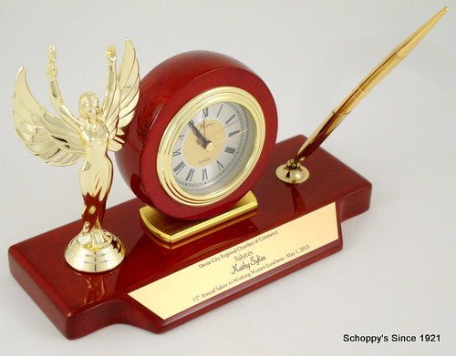 Winged Victory Rosewood Piano Finish Clock Pen Set - Schoppy's Since 1921