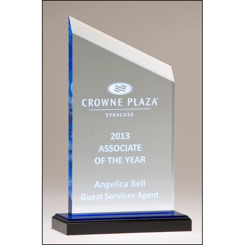 Zenith Series Acrylic Award - Blue Accent and Blue Mirror Top - Schoppy's Since 1921