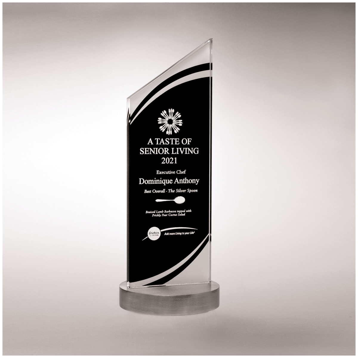 Zenith Series Black Silk Screened Glass Award - Schoppy's Since 1921