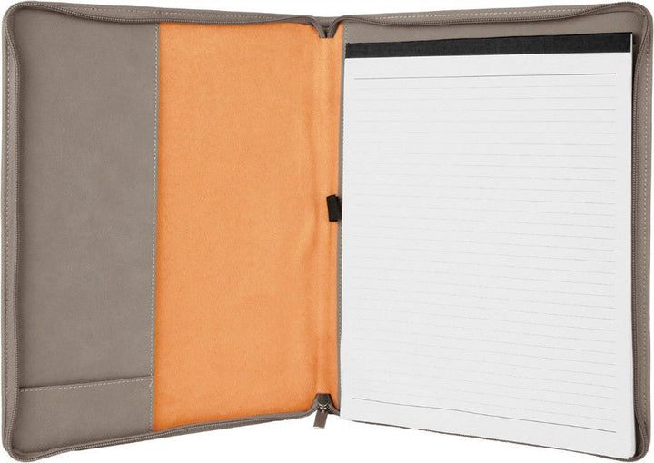 Zipper Laserable Leatherette Portfolio with Notepad - Schoppy's Since 1921