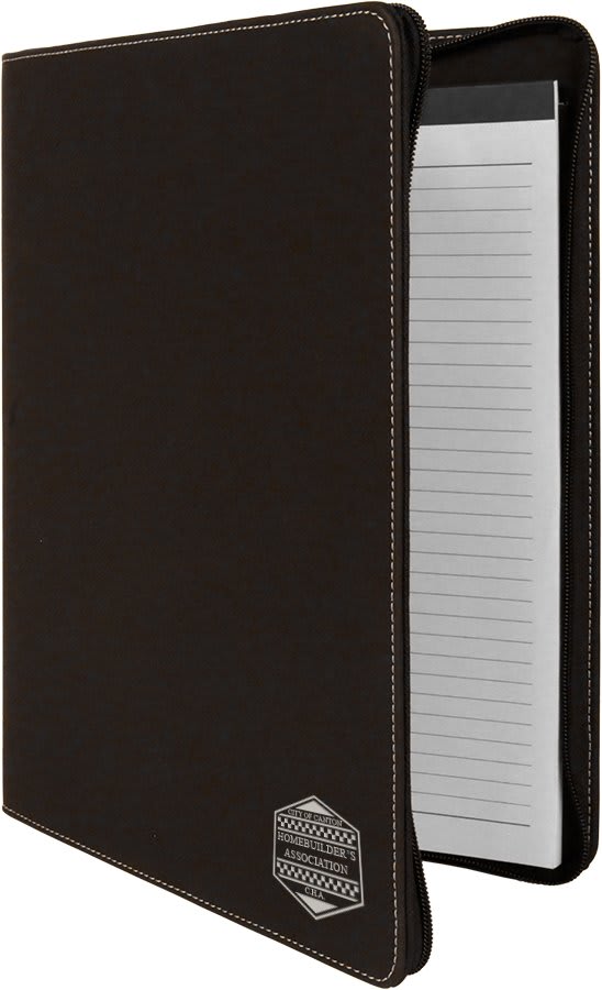 Zipper Laserable Leatherette Portfolio with Notepad - Schoppy's Since 1921