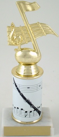 Clarinet Trophy with Custom Round Column-Trophies-Schoppy's Since 1921