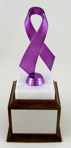 Awareness Ribbon on Genuine Marble and Wood Base Medium-Trophies-Schoppy's Since 1921