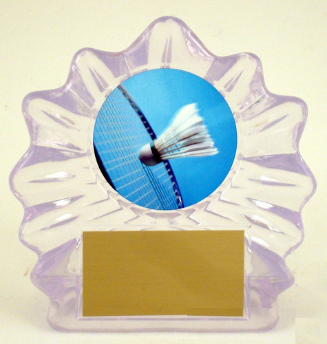 Badminton Logo on Sm. Flame Acrylic-Trophies-Schoppy&