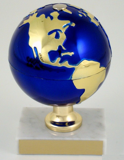 Earth Day Globe on White Marble Trophy-Trophies-Schoppy's Since 1921