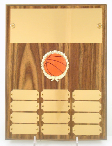 Basketball 12 Plate Perpetual Plaque with Relief Ball Logo-Plaque-Schoppy's Since 1921