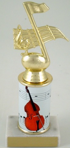 Stand-Up Bass Trophy with Custom Round Column-Trophies-Schoppy&