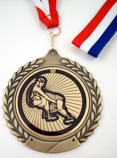 Wrestler Medal Red White Blue Ribbon-Medals-Schoppy's Since 1921