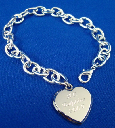 Silver Plated Bracelet with Heart Pendant-Jewelry-Schoppy's Since 1921